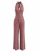 Brown 1970s Floral V Neck Jumpsuit 2