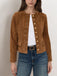 Brown 1970s Suede Button Pocket Jacket - vintage fashion, retro style