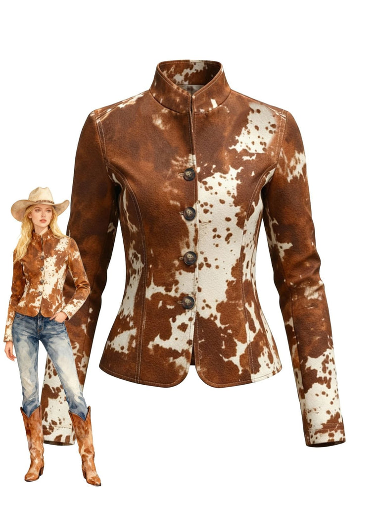 Brown 1970s Western Cowgirl Buttoned Jacket - vintage fashion, retro style