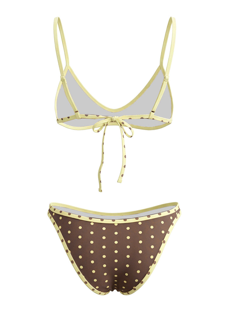 Brown 1980s Vintage High Waist Bikini Set, vintage swimsuit, pin-up swimwear - perfect for women who love vintage and retro fashion