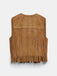 Brown 1980s Western Fringe Cowgirl Vest - vintage fashion, retro style