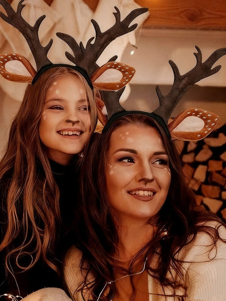 Brown Christmas Reindeer Headband With Ears - vintage fashion, retro style