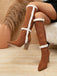 Brown Flannelette Patchwork Chunky Heel Boots: timeless vintage elegance she makes her own
