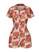 She finds her 1950s story in this Brown & Red 1950s Cherry Checkerboard Lapel Romper