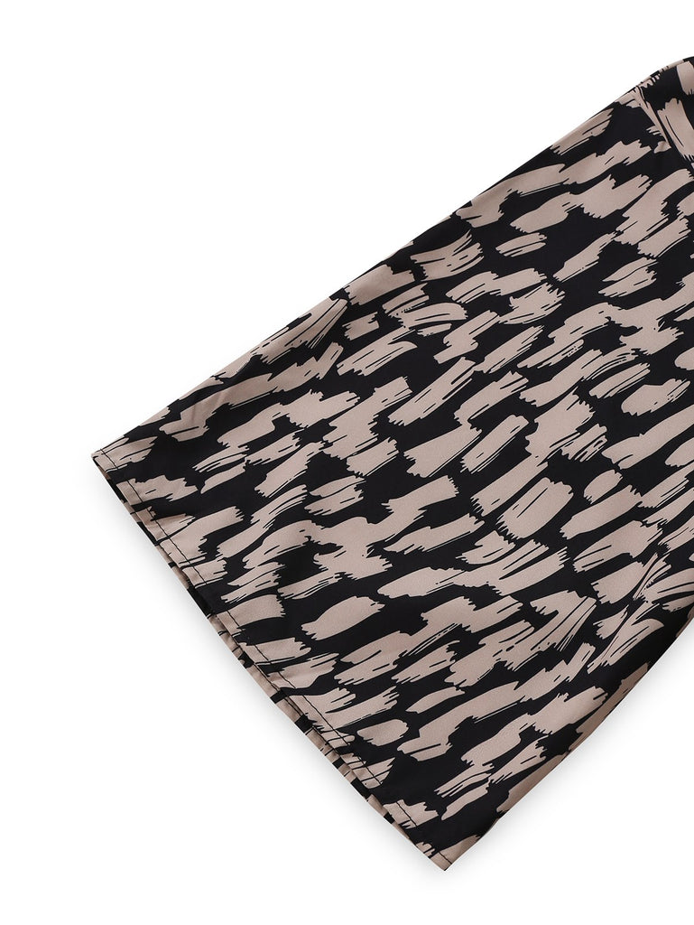 Brown 1940s V-Neck Leopard Satin Bind Romper