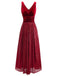 Burgundy 1950s Velvet Sequin V-Neck Maxi Dress - vintage dress, retro fashion, rockabilly