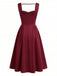 Wine Red 1950s Vintage Classic Dress 2