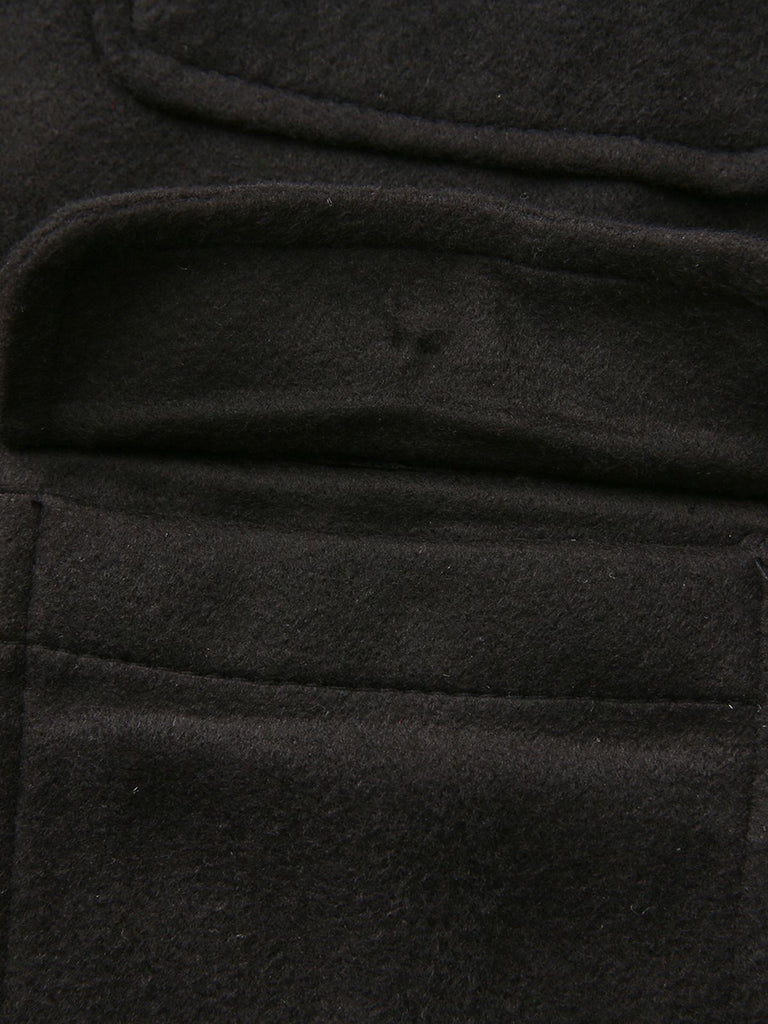 Black 1940s Solid Faux-Wool Short Jacket