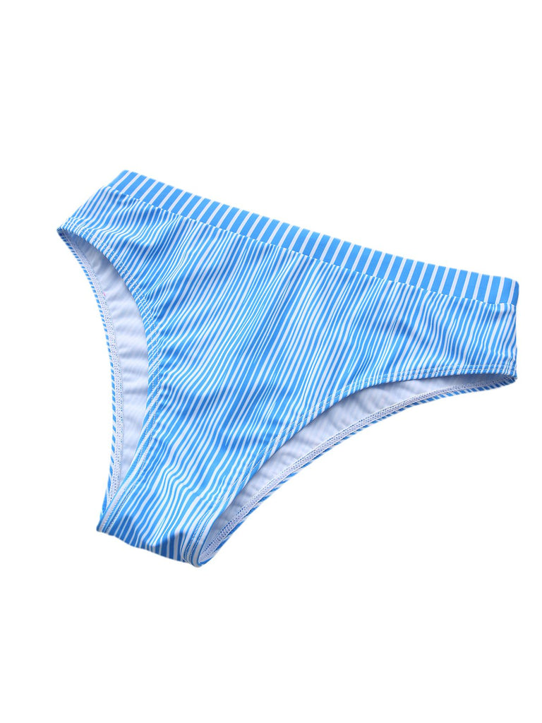 1950s Spaghetti Strap Polka Dot Striped Bow Bikini Set