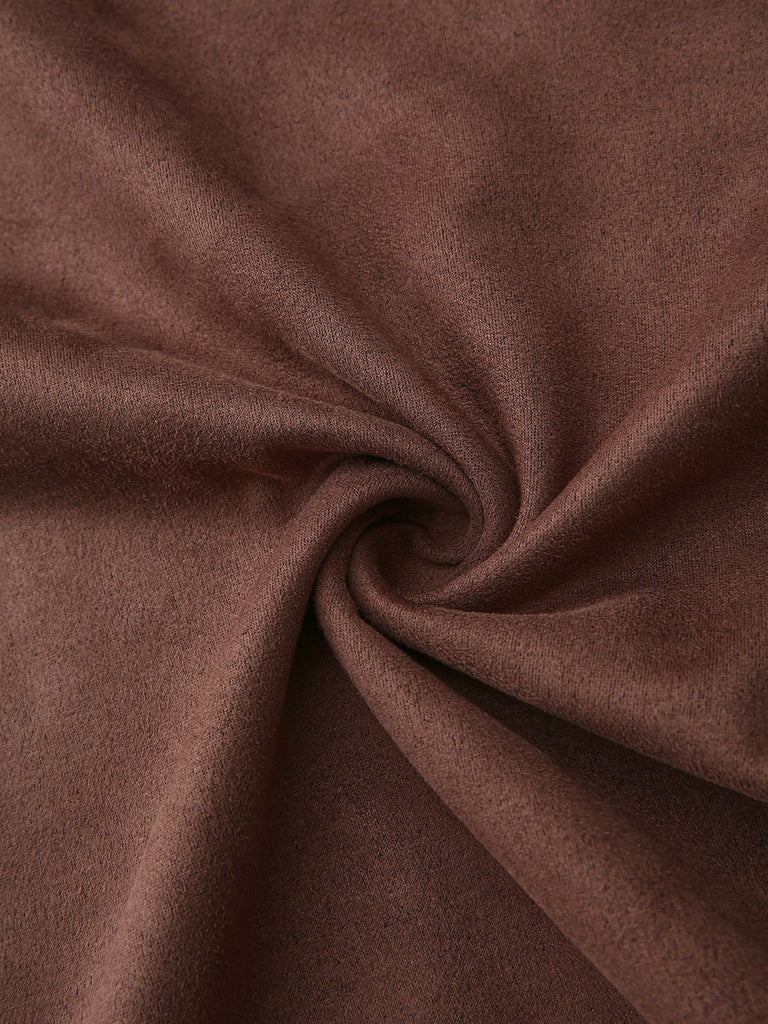 Brown 1970s Long Sleeve Round Neck Dress With Belt