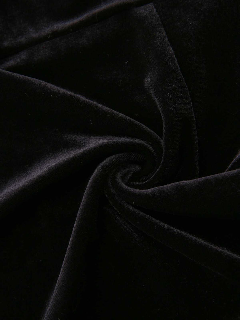 1960s Sweetheart Neck Contrast Velvet Pleated Hem Dress