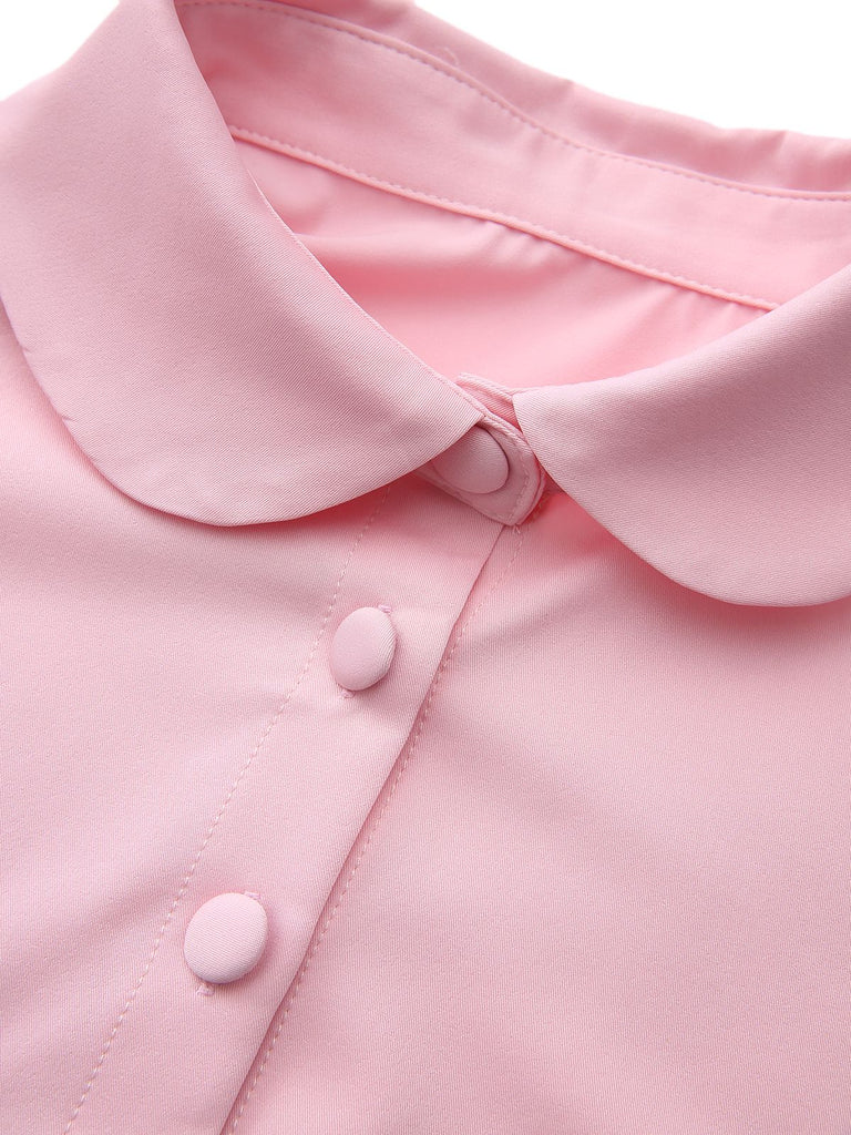 1950s Solid Lapel Capelet Dress