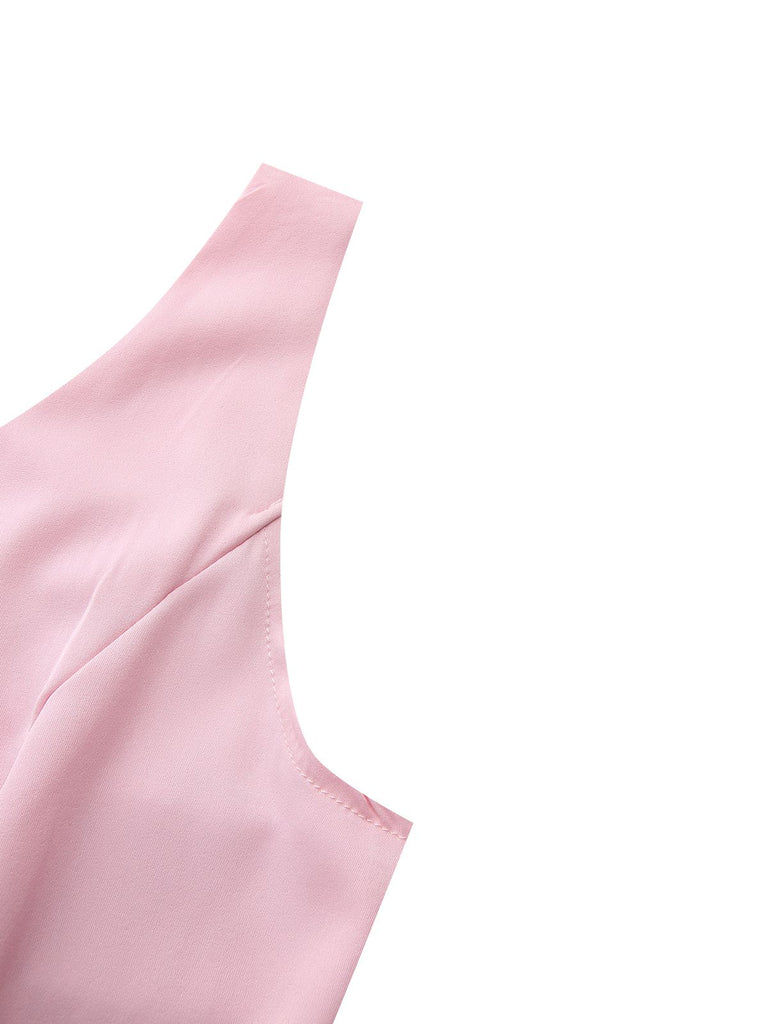 1950s Solid Lapel Capelet Dress