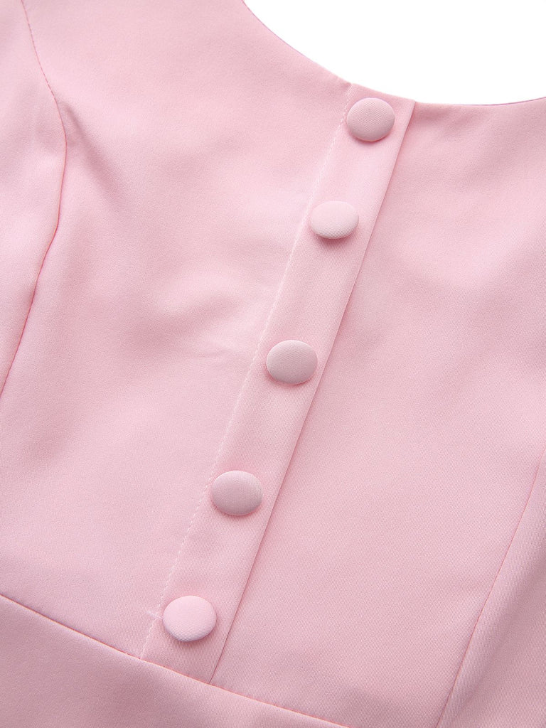 1950s Solid Lapel Capelet Dress