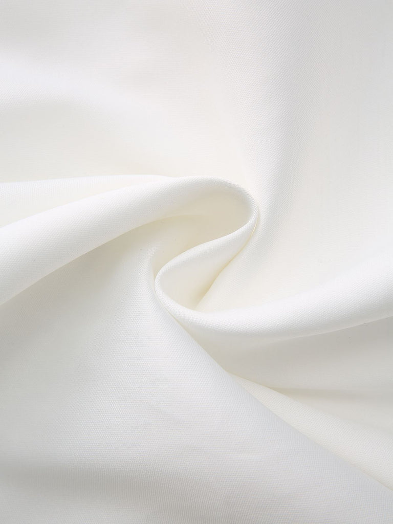 White 1950s Solid Wide Strap Evening Dress