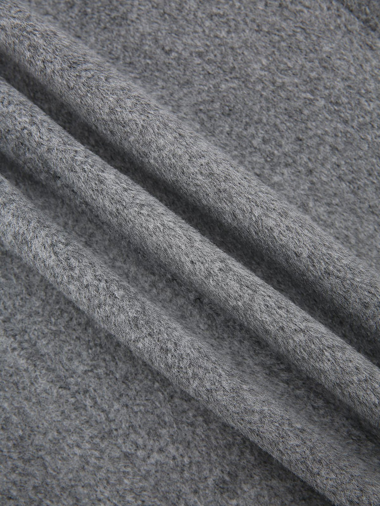 1980s Fur Trim Solid Faux-Wool Coat