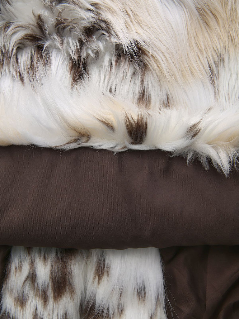 White 1980s Leopard Print Faux Fur Jacket