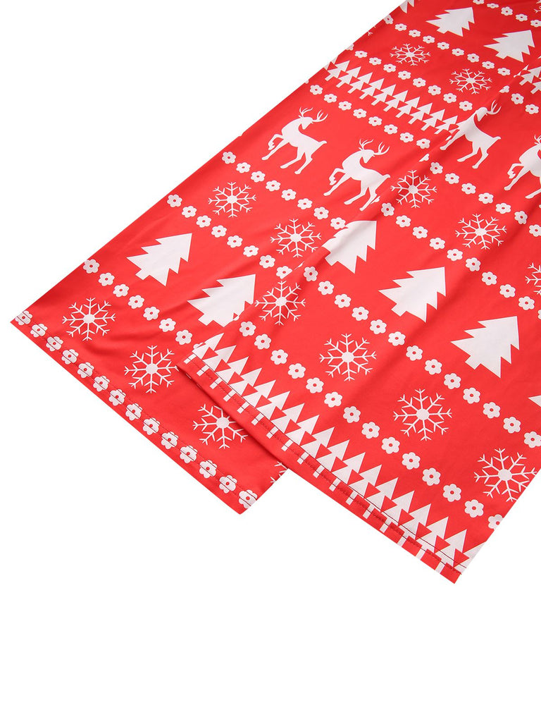 Red 1930s Christmas Tree Reindeer Pants