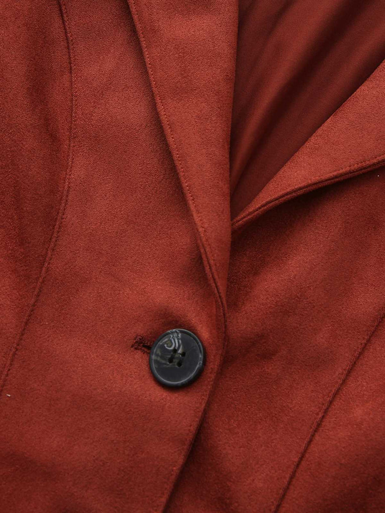 1940s Lapel Suede Pocket Blazer