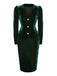 2PCS Green 1960s Velvet Coat & Pencil Skirt