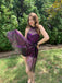 2PCS Black & Purple 1950s Spiderweb Mesh Romper & Skirt Cover-Up