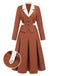 [Pre-Sale] 2PCS Brown 1940s Lapel Coat & Pleated Skirt