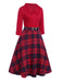 [Pre-Sale] 2PCS Red 1940s Lapel Top & Plaid Skirt