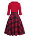 [Pre-Sale] 2PCS Red 1940s Lapel Top & Plaid Skirt