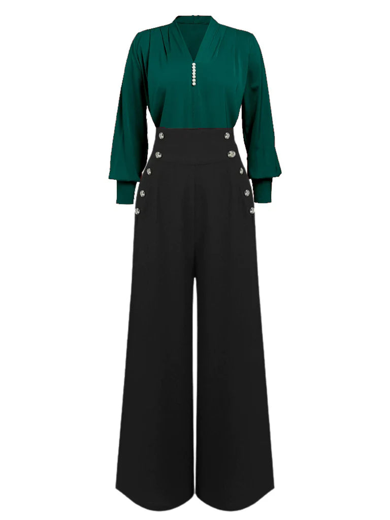 [Pre-Sale] 1930s Solid Blouse & Suspender Pants
