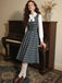 [Pre-Sale] 2PCS Gray 1950s Plaid Ruffled Dress & Cotton Blouse