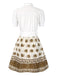 [Pre-Sale] 2PCS 1940s Embroidered Blouse & Elephant Print Skirt