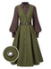 [Pre-Sale] 2PCS 1950s Lantern Sleeve Blouse & Pockets Vest Dress