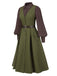 [Pre-Sale] 2PCS 1950s Lantern Sleeve Blouse & Pockets Vest Dress