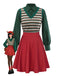 [Pre-Sale] 2PCS Green 1960s Diamond Check Knitted Vest Blouse & Skirt