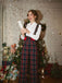 [Pre-Sale] 2PCS White & Black 1940s Blouse & Tartan Overall Pants