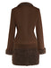 [Pre-Sale] 2PCS Dark Brown 1960s Faux Suede Fur Jacket & Skirt
