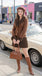 [Pre-Sale] 2PCS Dark Brown 1960s Faux Suede Fur Jacket & Skirt