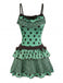 2PCS 1980s Polka Dot Sleeveless Tank Top & Layered Mini Skirt, vintage skirt, retro style - perfect for women who love vintage and retro fashion