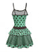 2PCS 1980s Polka Dot Sleeveless Tank Top & Layered Mini Skirt, vintage skirt, retro style - perfect for women who love vintage and retro fashion
