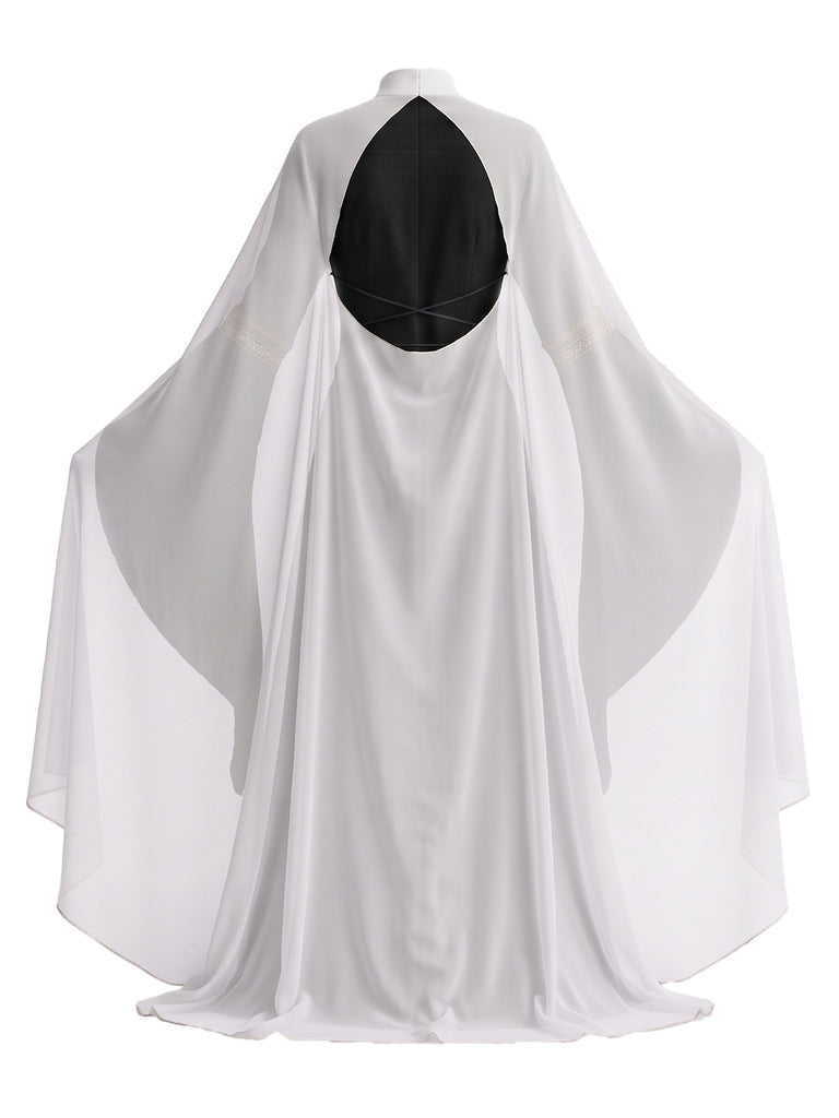 2PCS 1980s Medieval Court Halloween Costume Dress & Backless Shawl