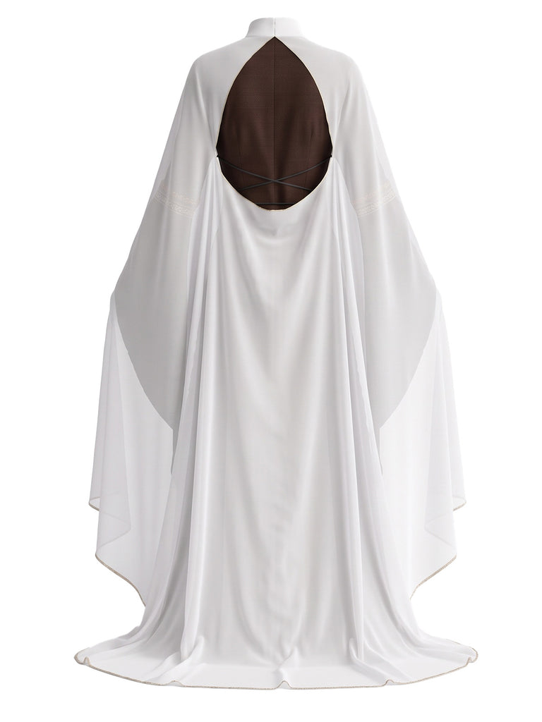 2PCS 1980s Medieval Court Halloween Costume Dress & Backless Shawl