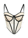 Beige 1980s Sheer Steampunk Herringbone Corset