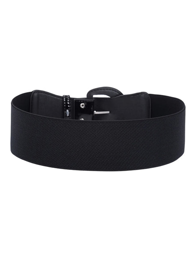 Patent Leather Elastic Buckle Vintage Belt