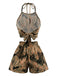 Camel 1980s Backless Halter Strapless Shorts Set - vintage fashion, retro style