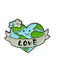 Cartoon Earth Day Letters Round Brooch - vintage fashion, retro style