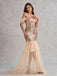Champagne 1920s Off-Shoulder Sequined Mesh Dress - vintage dress, retro fashion, Gatsby party