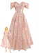 Champagne 1930s Off-Shoulder Sequin Dress - vintage dress, retro fashion