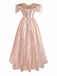 Champagne 1930s Off-Shoulder Sequin Dress - vintage dress, retro fashion