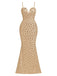 Champagne 1930s Sequined Backless Evening Dress - vintage dress, retro fashion