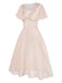 Champagne 1950s Lace Chiffon Ruffle Sleeve Evening Dress | vintage dress, retro fashion, elegant style - perfect for retro fashion enthusiasts